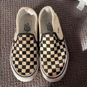 stained checkered vans
